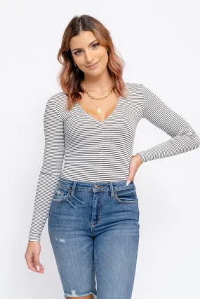 Plot Twist Deep V-Neck Bodysuit