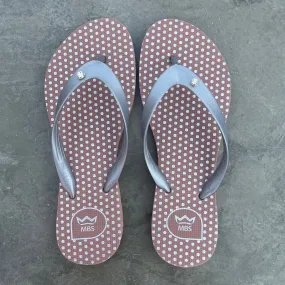 Polka Dots Natural and Silver Flip Flops