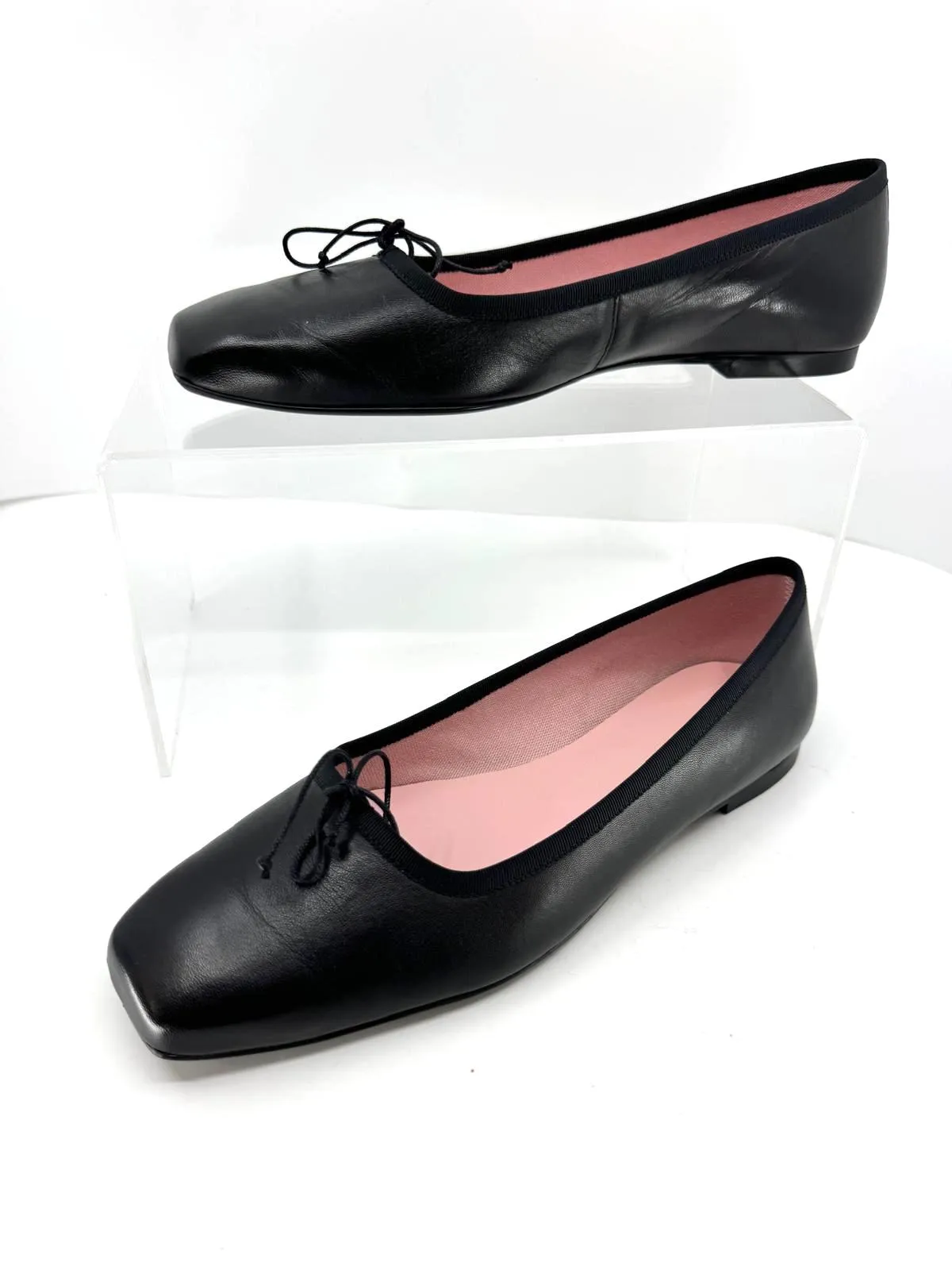 PRETTY BALLERINAS CAMILLE SQUARE TOE LEATHER BALLET FLATS