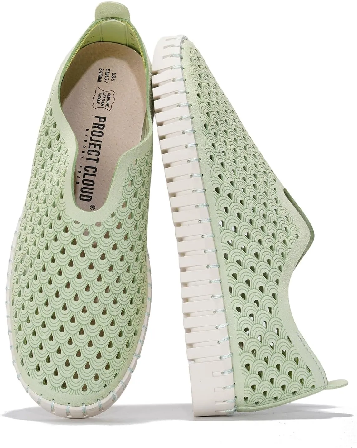 Project Cloud Womens Shoes – Lightweight Summer Loafers for Women with Memory Foam Insole – Stylish & Comfortable Womens Loafers - Perfect Spring Shoes for Women 2025 (Lily, Mint, 6.5)