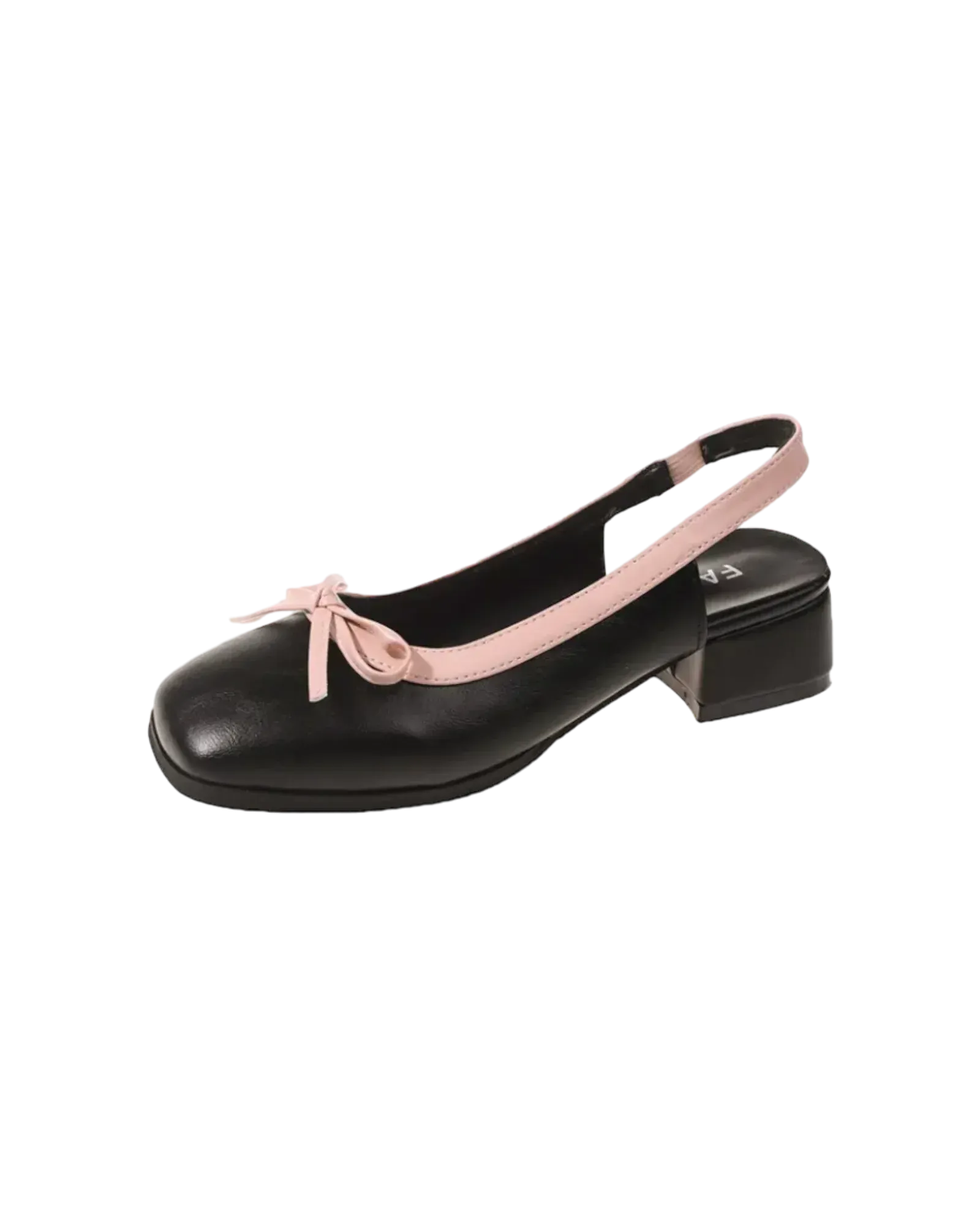 Raised Ballerina Slingback Pumps (Black & Pink)