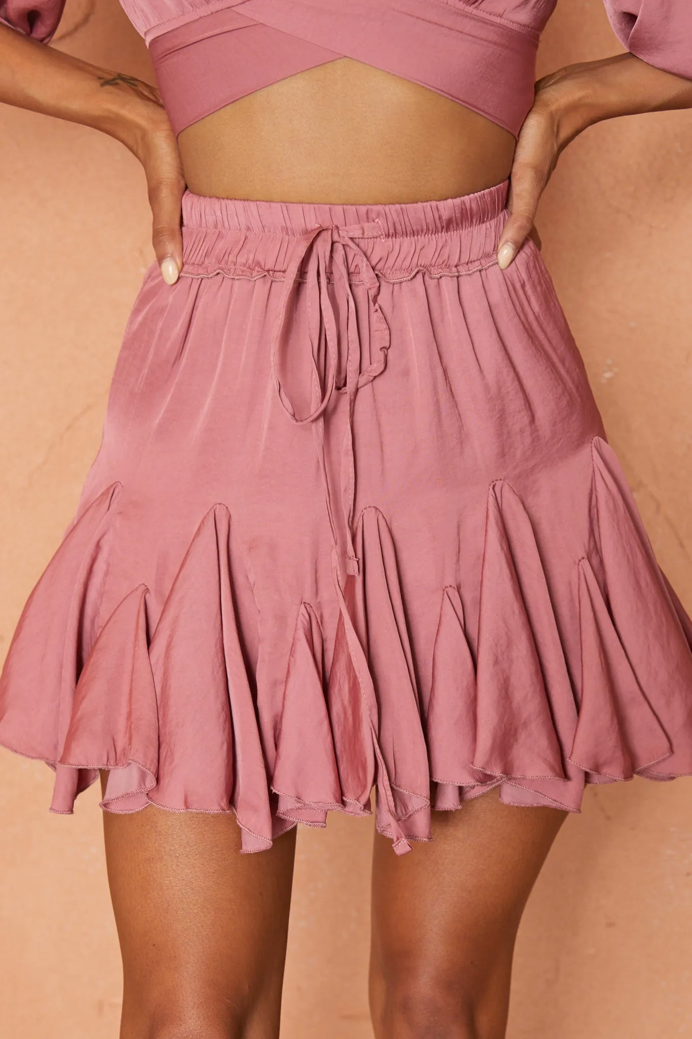 Robyn Flounce Mini Skirt Rose