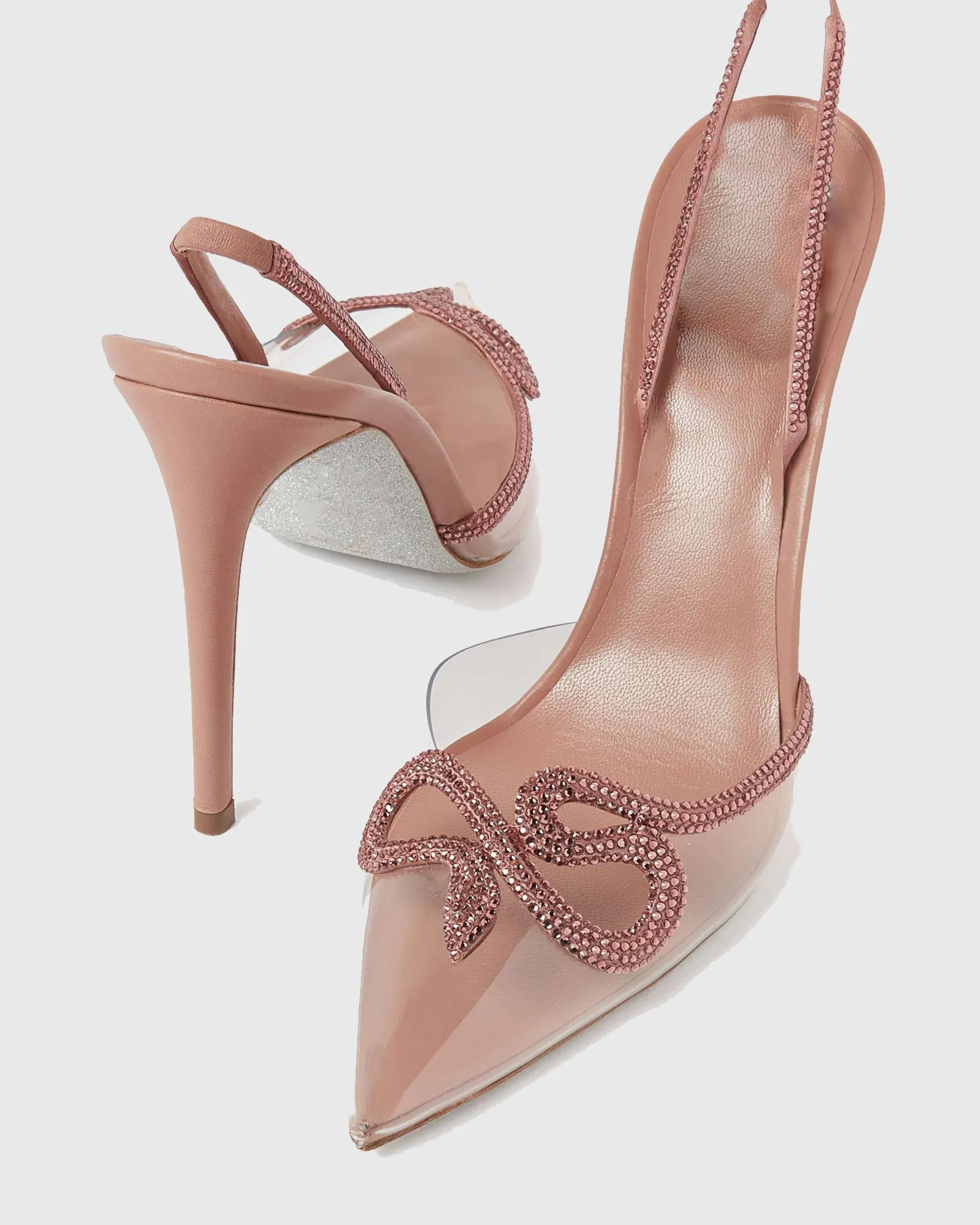 Sarni Snake Rhinestone Slingback Pumps in Champagne