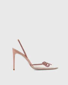 Sarni Snake Rhinestone Slingback Pumps in Champagne