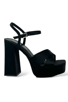Satin Platform Strappy High Heels