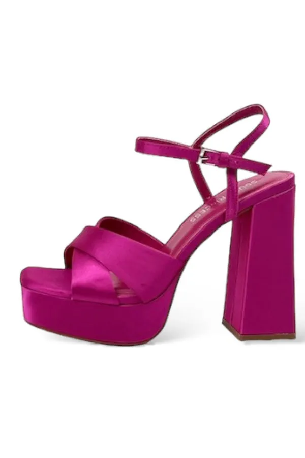 Satin Platform Strappy High Heels