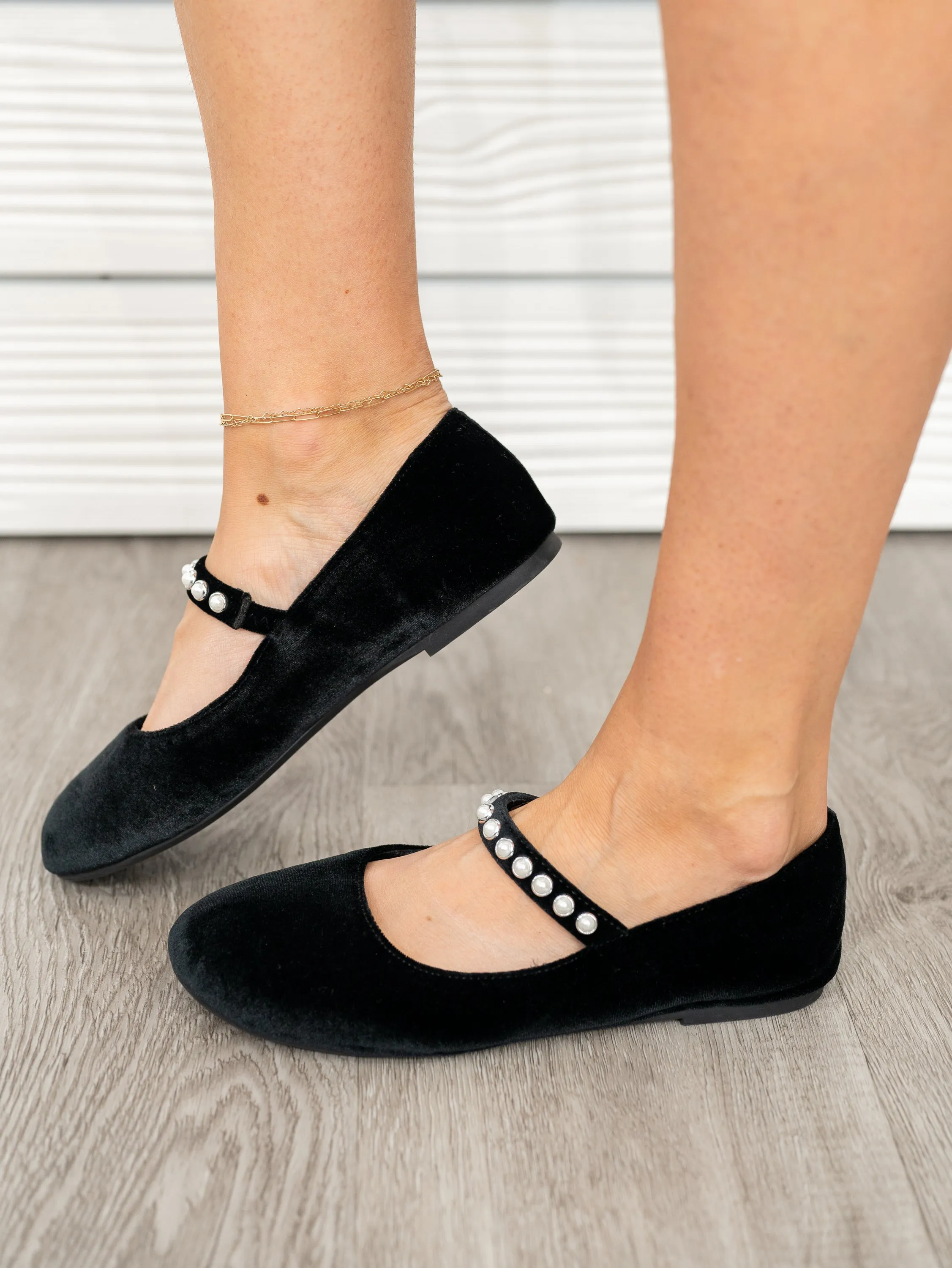 Tea Time Flats - Black Velvet