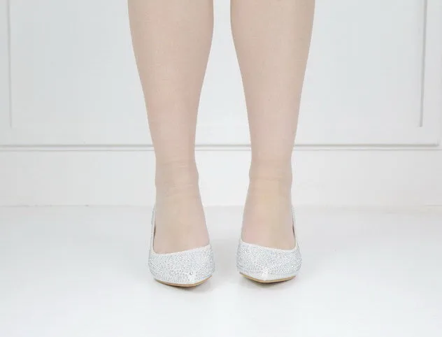 Terana diamante embellished low heel 5cm courts white