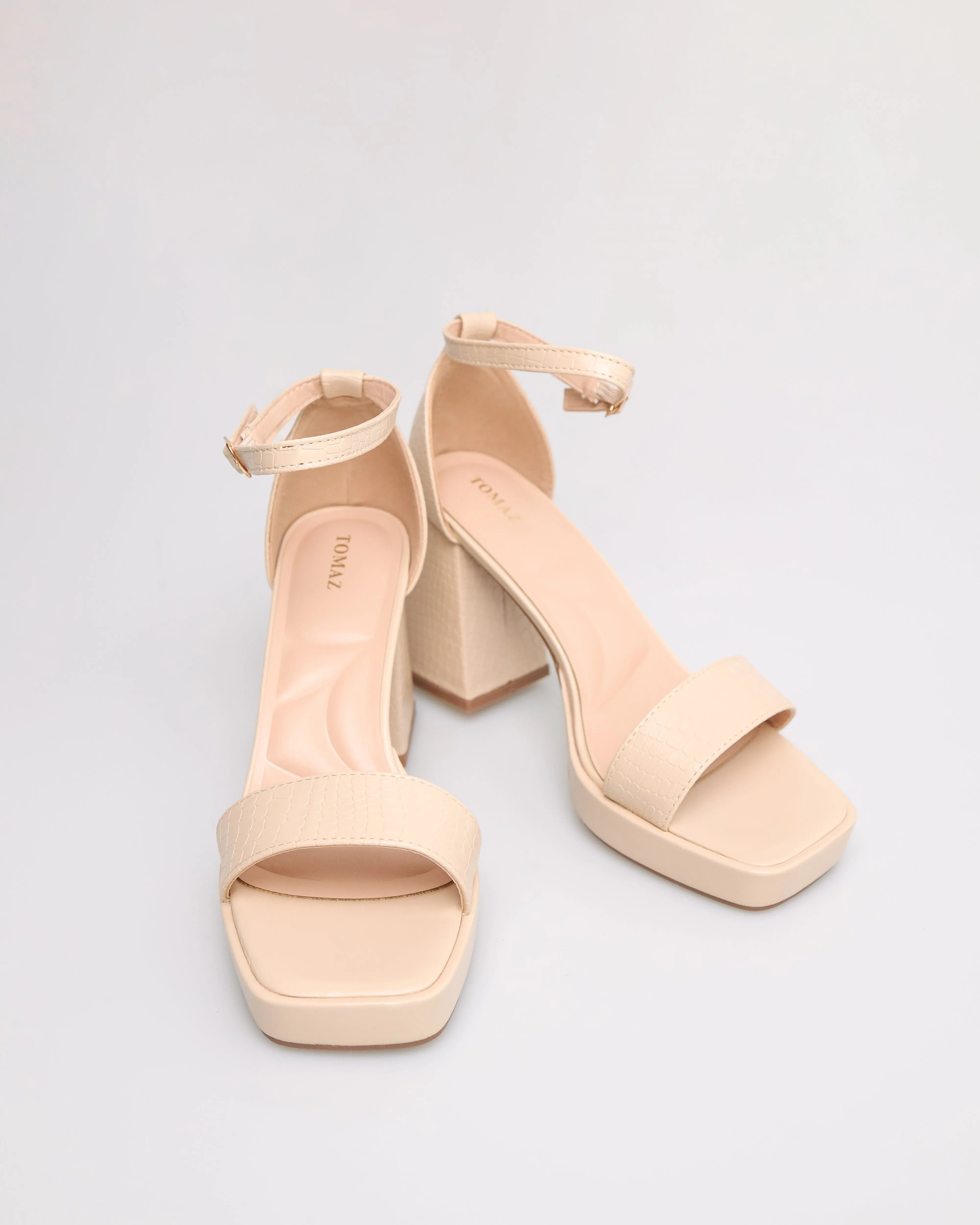 Tomaz NN180 Ladies Open Toe Wide-Block Heels