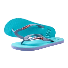 Waves Womens 100% Natural Rubber Flip Flop   Lilac  / Blue