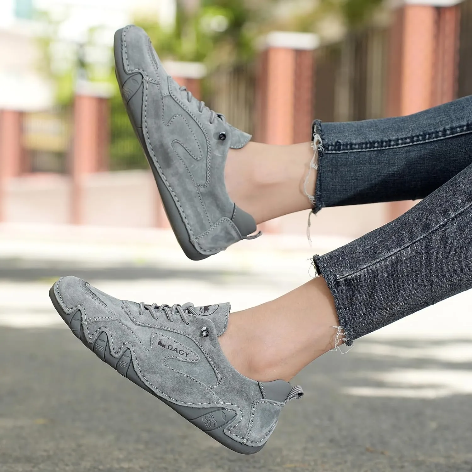 Women's Outdoor Classic Non Slip Drawstring Suede Trail Shoes for Hiking & Walking Casual Low Top Leather Waterproof Chukka Boots Loafers