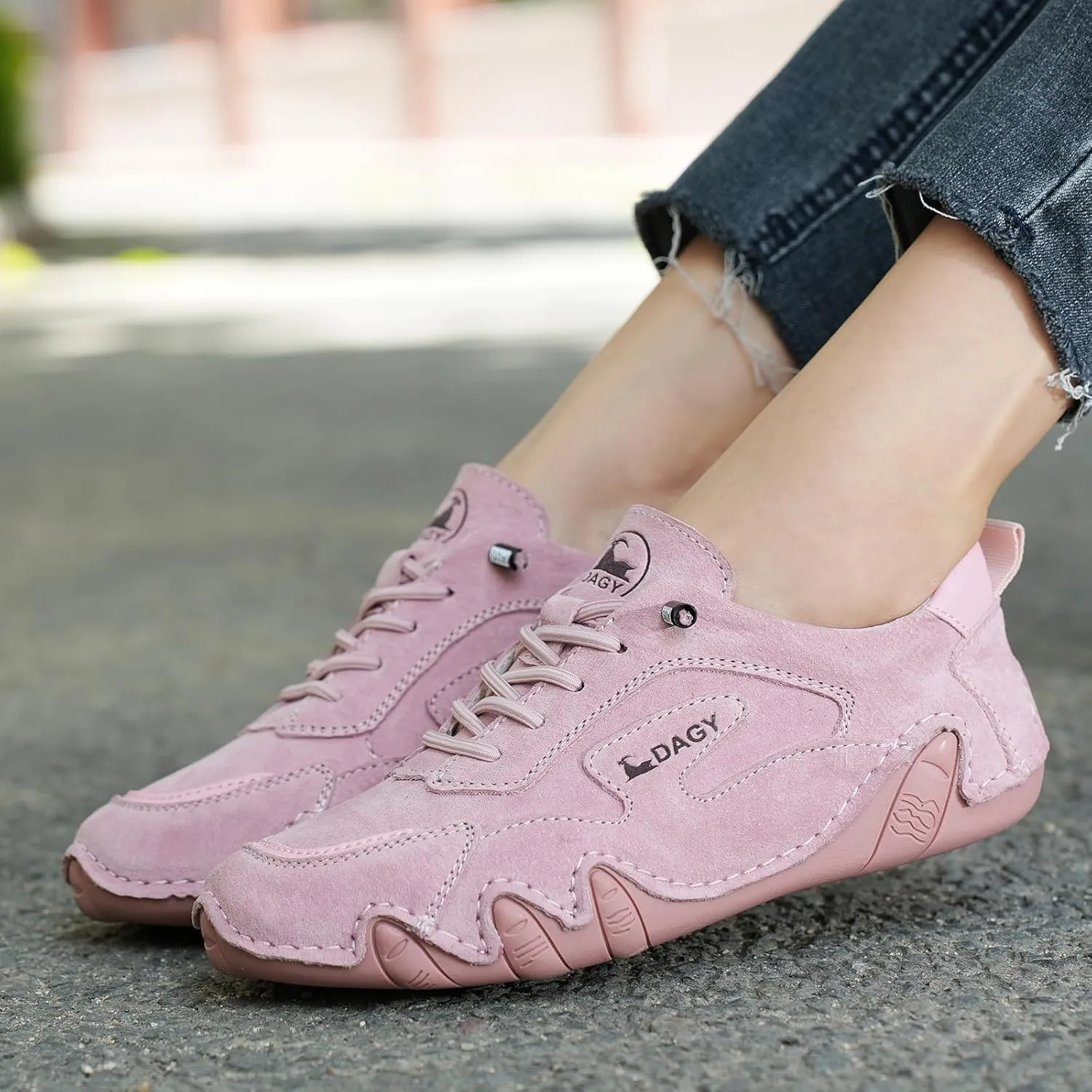 Women's Outdoor Classic Non Slip Drawstring Suede Trail Shoes for Hiking & Walking Casual Low Top Leather Waterproof Chukka Boots Loafers