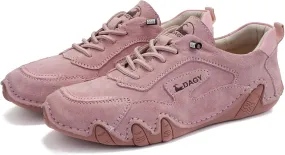 Women's Outdoor Classic Non Slip Drawstring Suede Trail Shoes for Hiking & Walking Casual Low Top Leather Waterproof Chukka Boots Loafers