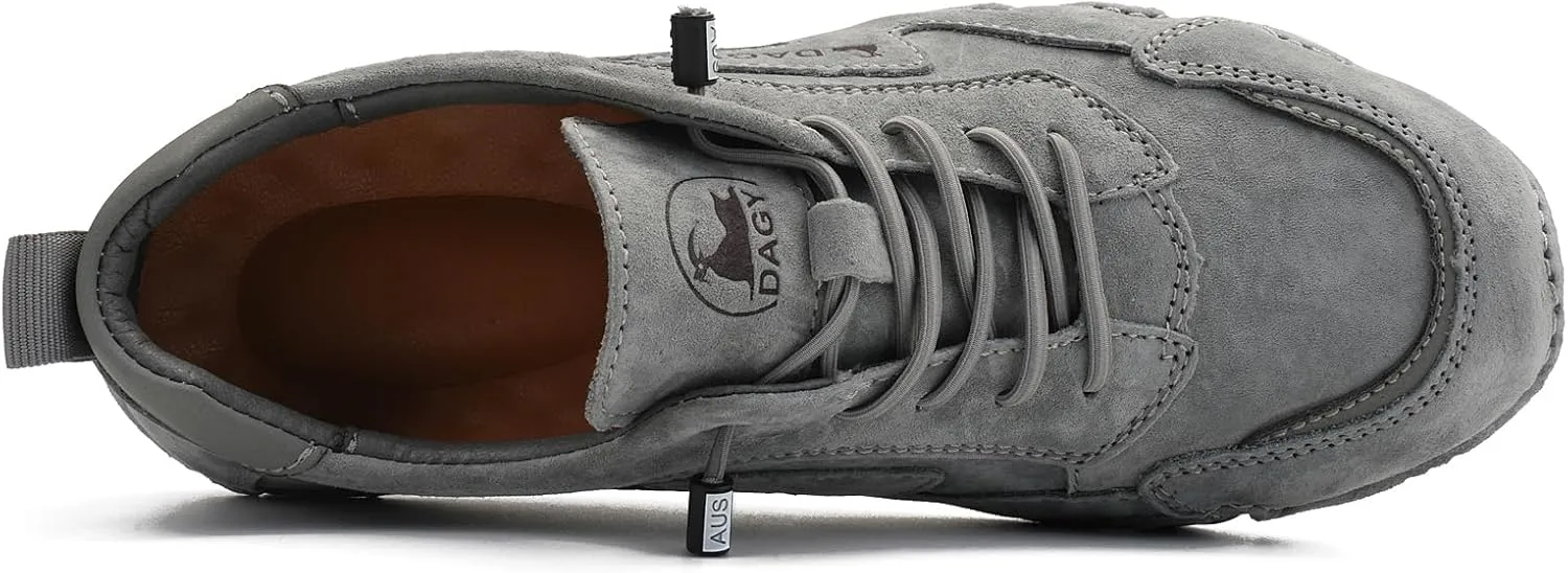 Women's Outdoor Classic Non Slip Drawstring Suede Trail Shoes for Hiking & Walking Casual Low Top Leather Waterproof Chukka Boots Loafers