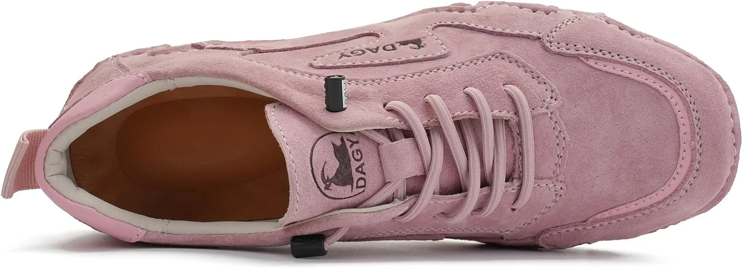 Women's Outdoor Classic Non Slip Drawstring Suede Trail Shoes for Hiking & Walking Casual Low Top Leather Waterproof Chukka Boots Loafers