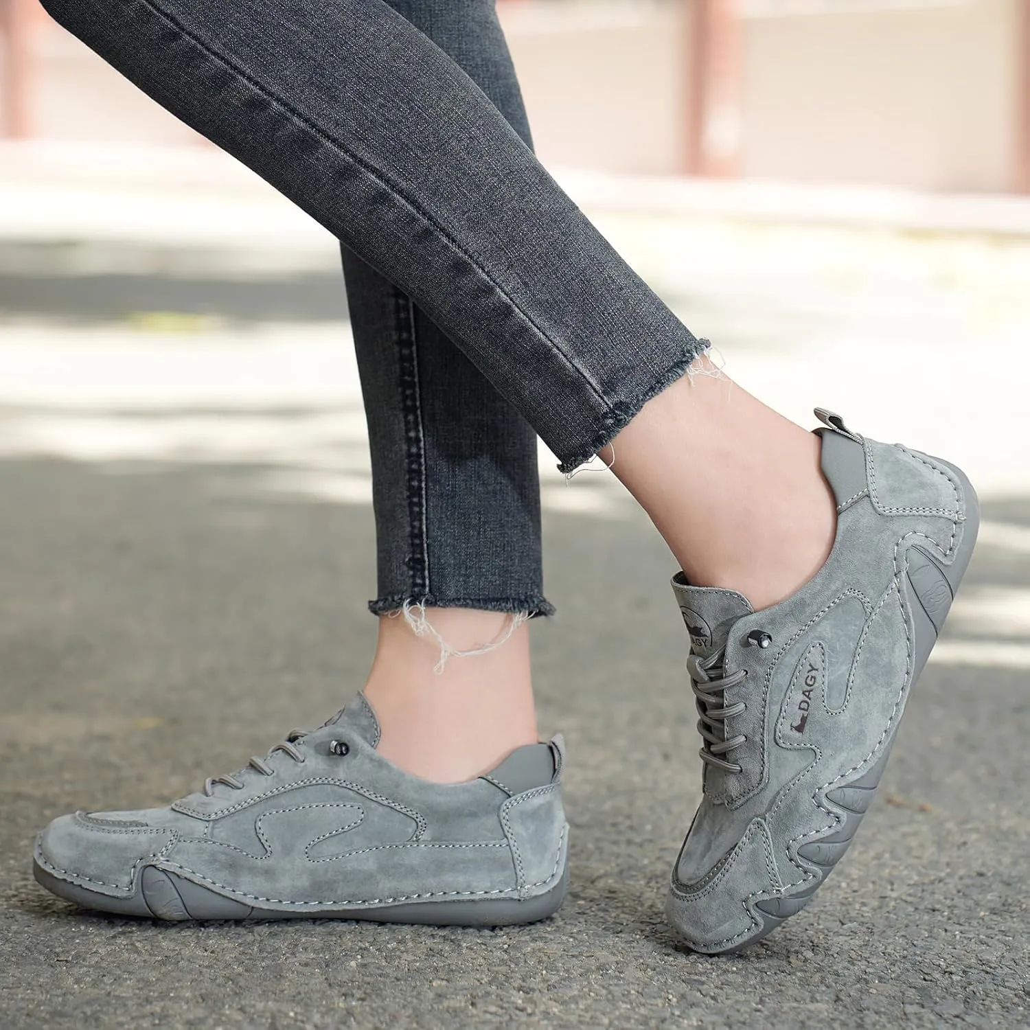 Women's Outdoor Classic Non Slip Drawstring Suede Trail Shoes for Hiking & Walking Casual Low Top Leather Waterproof Chukka Boots Loafers