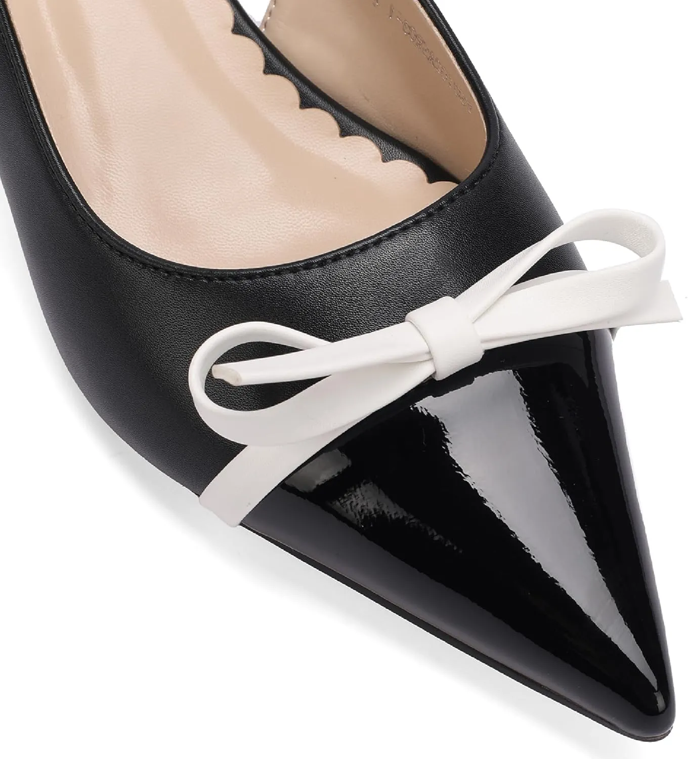 Women's Slingback Heels with Bow Cute Pumps with Pointy Toe Cap 2" Stiletto Kitten Heels for Designer Comfy Dress Shoes